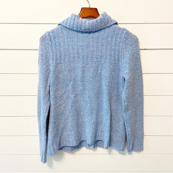 L.L. Bean | Wool Blend Blue Knit Cardigan Sweater Size Medium - Picture 2 of 7